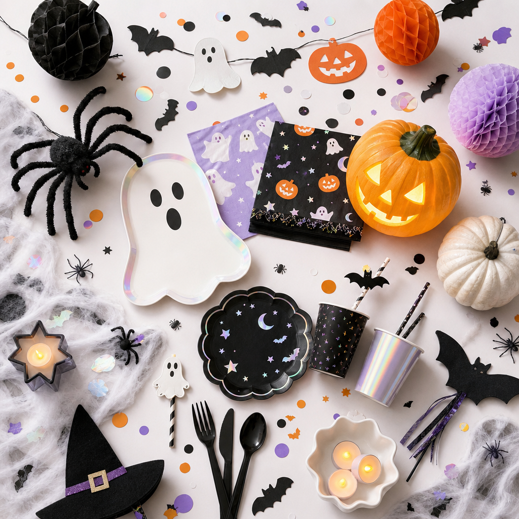 Halloween Party Box — party kit flat-lay