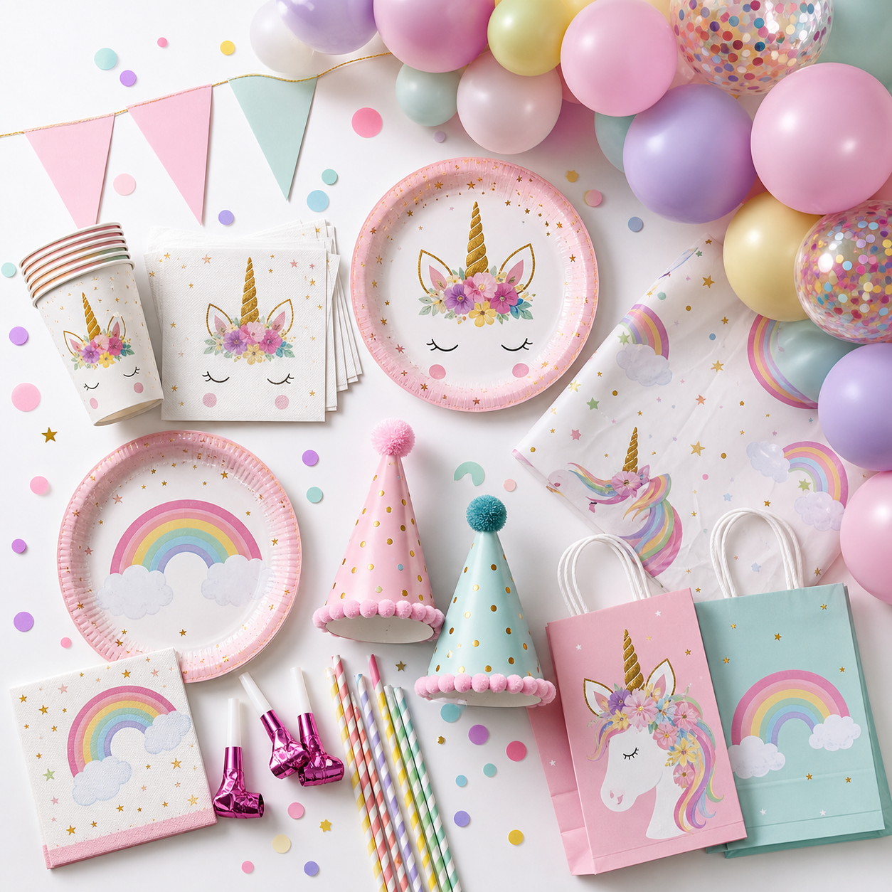 Kids' Birthday Bash Box — party kit flat-lay